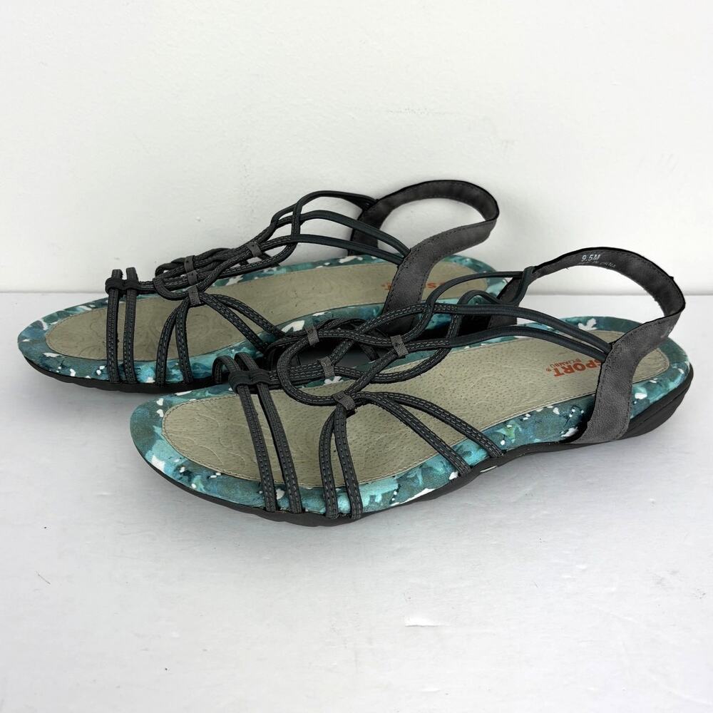 Jambu J Sport April Sandals 9.5 Grey strappy flat comfort